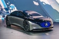 FRANKFURT, GERMANY - SEPT 2019: silver black MERCEDES BENZ VISION EQS luxury electric concept car, IAA International Motor Show Royalty Free Stock Photo