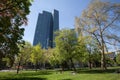Frankfurt germany skyskraper in the spring Royalty Free Stock Photo