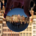 Frankfurt Romer Platz half timber fairy tale houses through a crystal ball