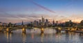 Frankfurt Germany, sunset panorama city skyline Royalty Free Stock Photo