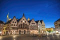 Frankfurt Germany, night at Romer old town square Royalty Free Stock Photo