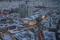 Frankfurt, Hesse / Germany - December 18, 2010 View of the shopping streets in Frankfurt Gemany from above after snowfall