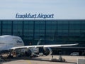 Frankfurt - June 1 2019: Lufthansa Boeing 747 flight LH 404 to New York at the gate