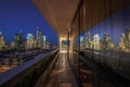 Frankfurt am Main from above, cityscape with the skyline in the evening. Illuminated streets and buildings at night Royalty Free Stock Photo