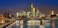 Frankfurt am Main city skyline night view. Royalty Free Stock Photo