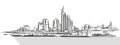 Frankfurt Main Downtown Outline Sketch Royalty Free Stock Photo