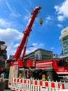 Liebherr mobile crane works on the street