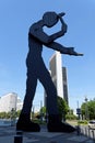 `Hammering Man` sculpture by Jonathan Borofsky near in Frankfurt am Main, Germany Royalty Free Stock Photo