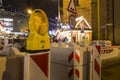 Security in German Christmas market in Frankfurt am Main, Germany.