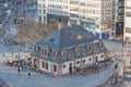 Frankfurt Hauptwache baroque building in winter morning aerial view Royalty Free Stock Photo