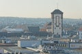 Frankfurt Langer Franz tower aerial view in winter morning