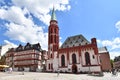 Frankfurt am Main, Germany - June 2020: Old St Nicholas Church, a medieval Lutheran church located in old town center
