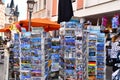 Frankfurt am Main, Germany - Postcards for sale in front of souvenir shop in historical city center of Frankfurt