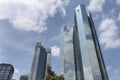 FRANKFURT AM MAIN, GERMANY - June 19 , 2014 : View of city financial center with high skyscrapers.Banks , economy, business and Royalty Free Stock Photo