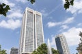 FRANKFURT AM MAIN, GERMANY - June 19 , 2014 : View of city financial center with high skyscrapers.Economy, business and finance Royalty Free Stock Photo