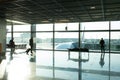 Frankfurt am Main, Germany - October 11, 2015: tourist passengers with suitcase, luggage in lounge hall. People wait for for fligh Royalty Free Stock Photo