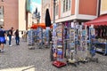 Frankfurt am Main, Germany - Postcards for sale in front of souvenir shop in historical city center of Frankfurt