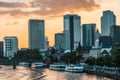 View of the Frankfurt am Main skyline at dusk Royalty Free Stock Photo