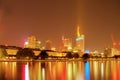 At Frankfurt Main at night, Royalty Free Stock Photo