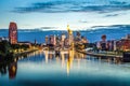 Frankfurt am Main skyline at dusk, Germany Royalty Free Stock Photo