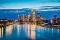 Frankfurt am Main skyline at dusk, Germany Royalty Free Stock Photo