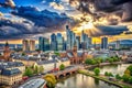 Frankfurt am Main skyline panorama with dramatic clouds Royalty Free Stock Photo