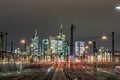 Frankfurt am Main, main station with rails and trains Royalty Free Stock Photo