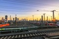 Frankfurt am Main, main station with rails and trains Royalty Free Stock Photo