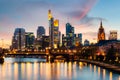 Frankfurt am main urban skyline with skyscrapers building at night in Frankfurt, Germany Royalty Free Stock Photo