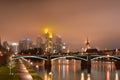 Frankfurt at Night iluminated long exposure light painting Royalty Free Stock Photo