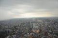 Frankfurt night skyline, panoramic aerial