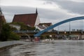 FRANKFURT (ODER), GERMANY - Sep 26, 2024: The Oder river floods in Germany and Poland Royalty Free Stock Photo