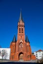 Frankfurt on the Oder, Germany - March 30, 2021- Holy Cross Church in Frankfurt on the Oder.