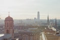 Frankfurt panoramic aerial view in winter morning Royalty Free Stock Photo