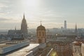 Frankfurt panoramic aerial view in winter morning