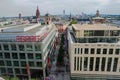 Frankfurt panoramic view with people walking