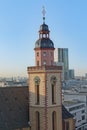 Frankfurt Saint Catherine Protestant Church tower aerial view Royalty Free Stock Photo