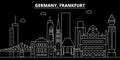 Frankfurt silhouette skyline. Germany - Frankfurt vector city, german linear architecture, buildings. Frankfurt travel