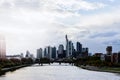 Frankfurt Skyline blue and cloudy rainy sunny sky