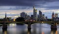 Frankfurt skyline at dusk Royalty Free Stock Photo