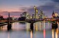 Frankfurt skyline at dusk in HDR Royalty Free Stock Photo