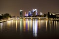 The Frankfurt skyline at night Royalty Free Stock Photo