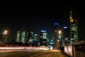 Frankfurt Skyline Untermainbruecke Long Exposure Night Royalty Free Stock Photo