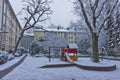 Frankfurt, Snowy day old city view, Germany, Europe