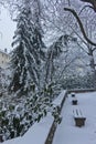 Frankfurt, Snowy day old city view, Germany, Europe