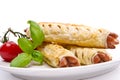 Frankfurter and puff pastry Royalty Free Stock Photo