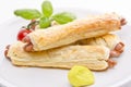 Frankfurter and puff pastry Royalty Free Stock Photo