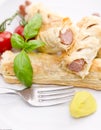 Frankfurter and puff pastry Royalty Free Stock Photo