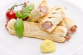 Frankfurter and puff pastry Royalty Free Stock Photo