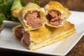 frankfurter in puff pastry Royalty Free Stock Photo